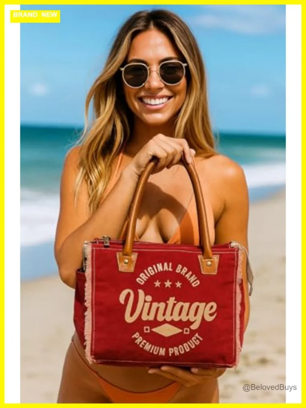 Canvas Tote Bag with Leather Handles, Shoulder Bag, Beach Bag, Travel &